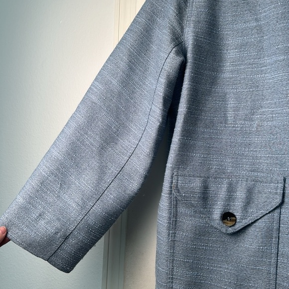 GANNI Blue Slub Recycled Polyester and Linen Blend Jacket Size 34EU - Picture 4 of 10